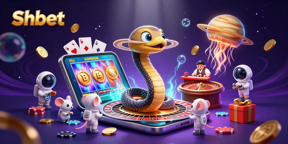 Experience the thrill of Shbet as astronaut mice bet on a cosmic roulette wheel in a vibrant 3D scene.