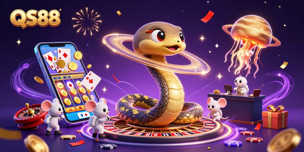 Experience exciting gaming with QS88 as animated mice play at a cosmic roulette!