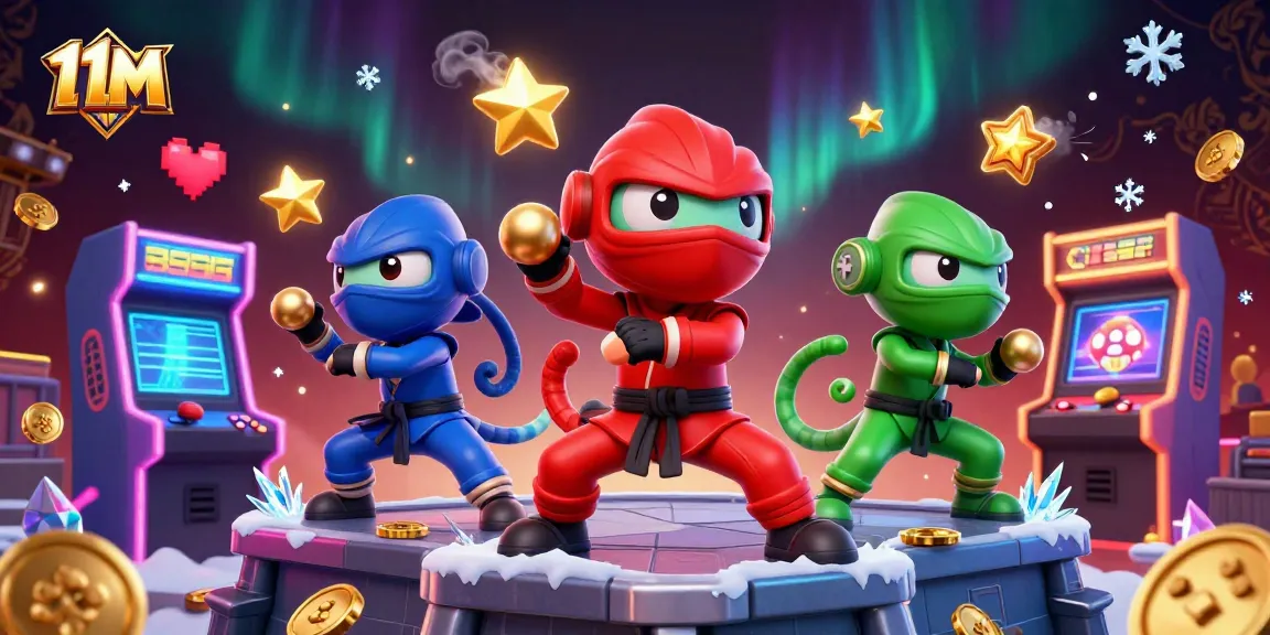 Engage with 11M by watching a vibrant arcade-style scene featuring colorful characters and action elements.