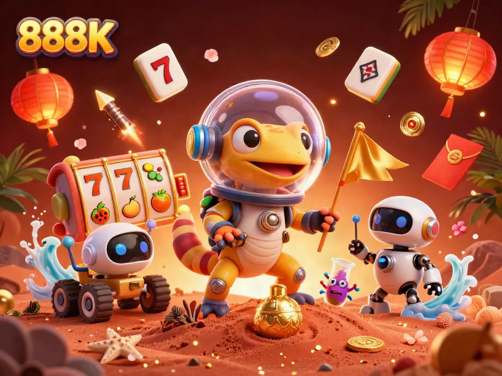 Experience thrilling jackpots and slots action with vibrant 888K casino scenes.