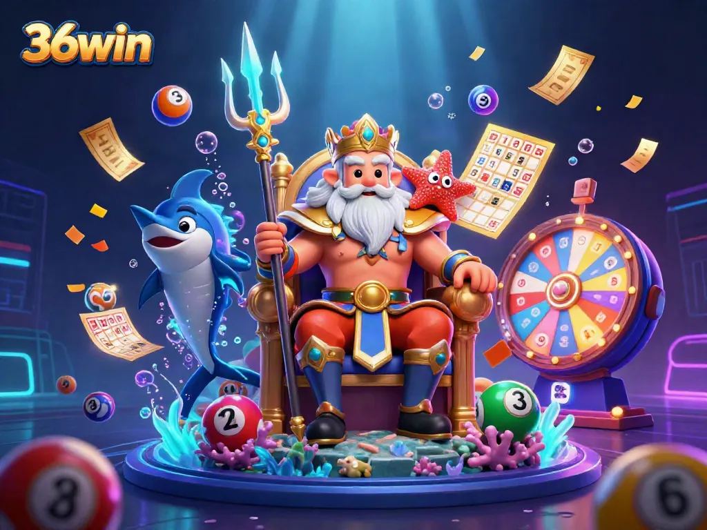 Engage with 36win's vibrant online casino world featuring Neptune and dynamic lottery elements.