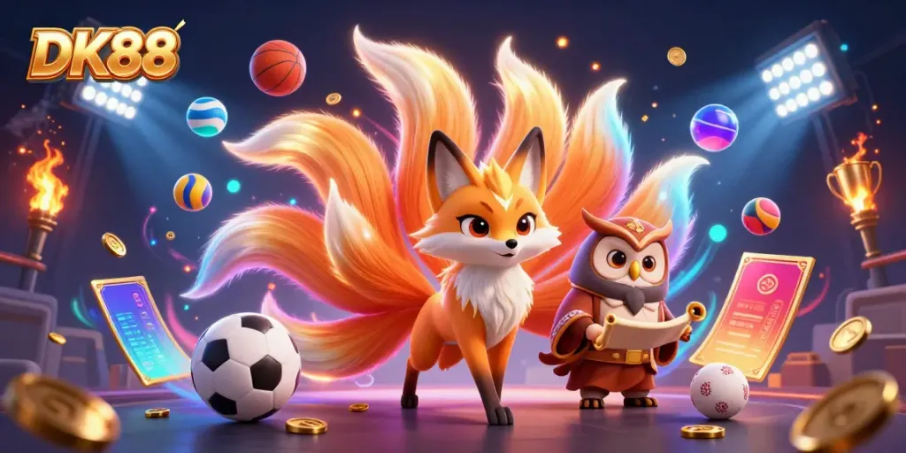 Engage with DK88 as the magical nine-tailed fox leads you through a colorful casino adventure, filled with dynamic gaming elements.