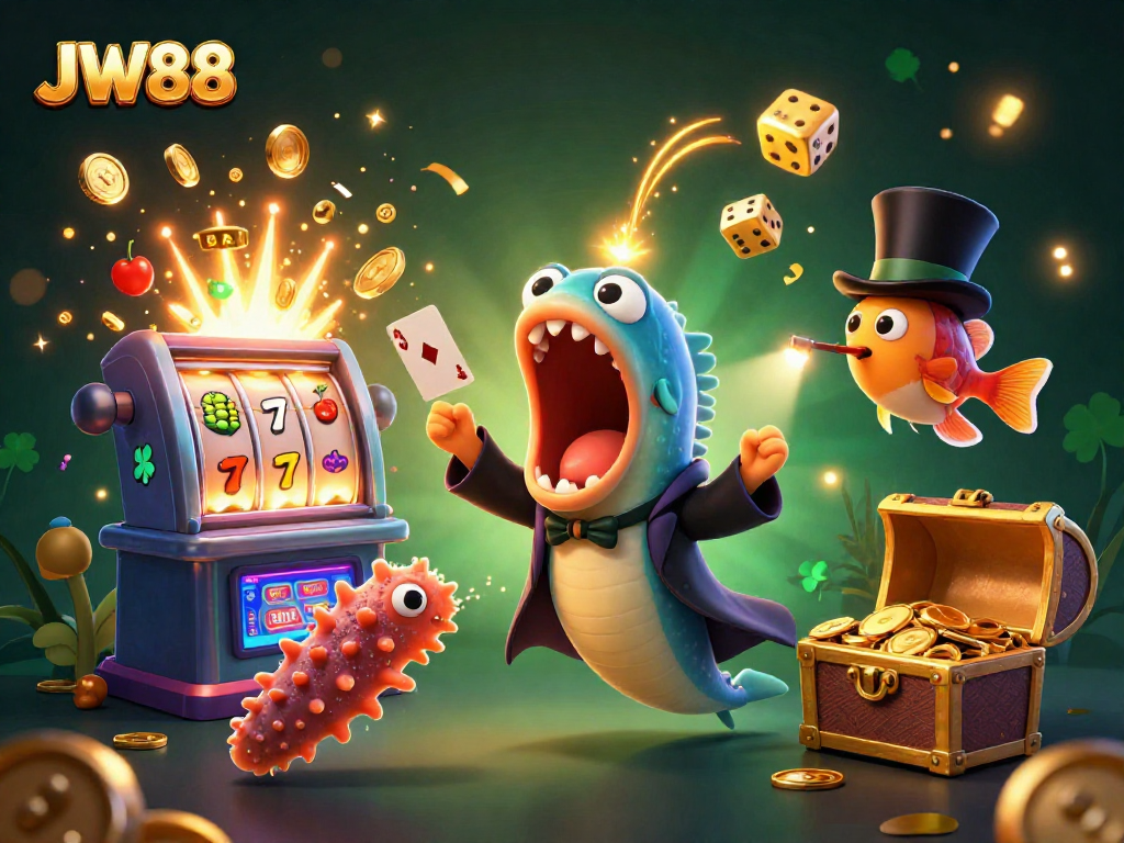 Experience thrilling moments at JW88 with vibrant 3D eel magician and magical casino elements.