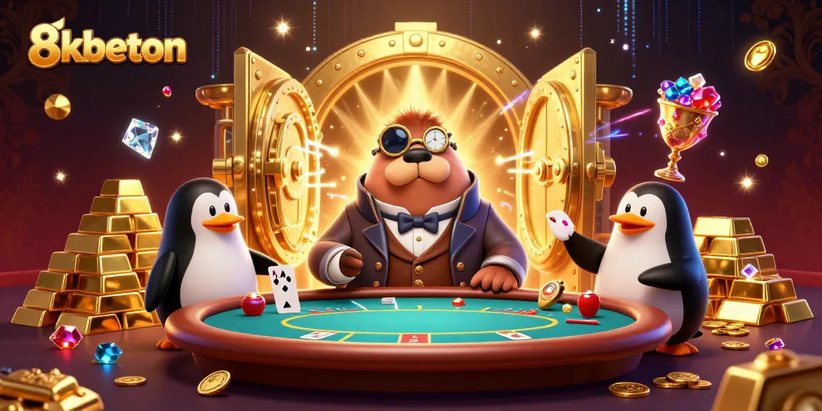 Play poker underwater with 8kbeton featuring a jolly walrus and dynamic casino elements.