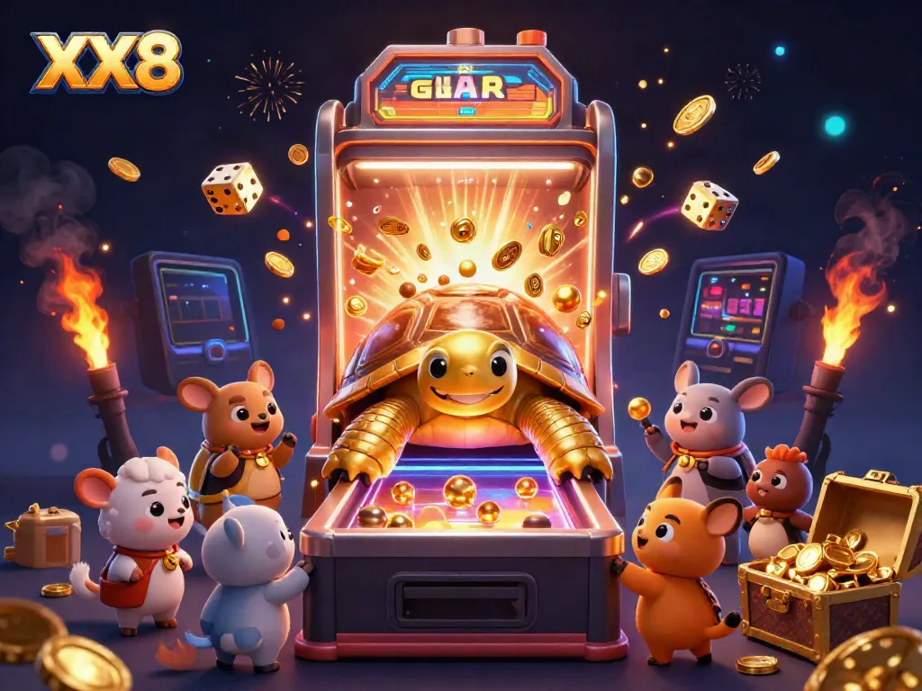 Experience the excitement of XX8's online casino with colorful jackpot elements and vibrant characters.