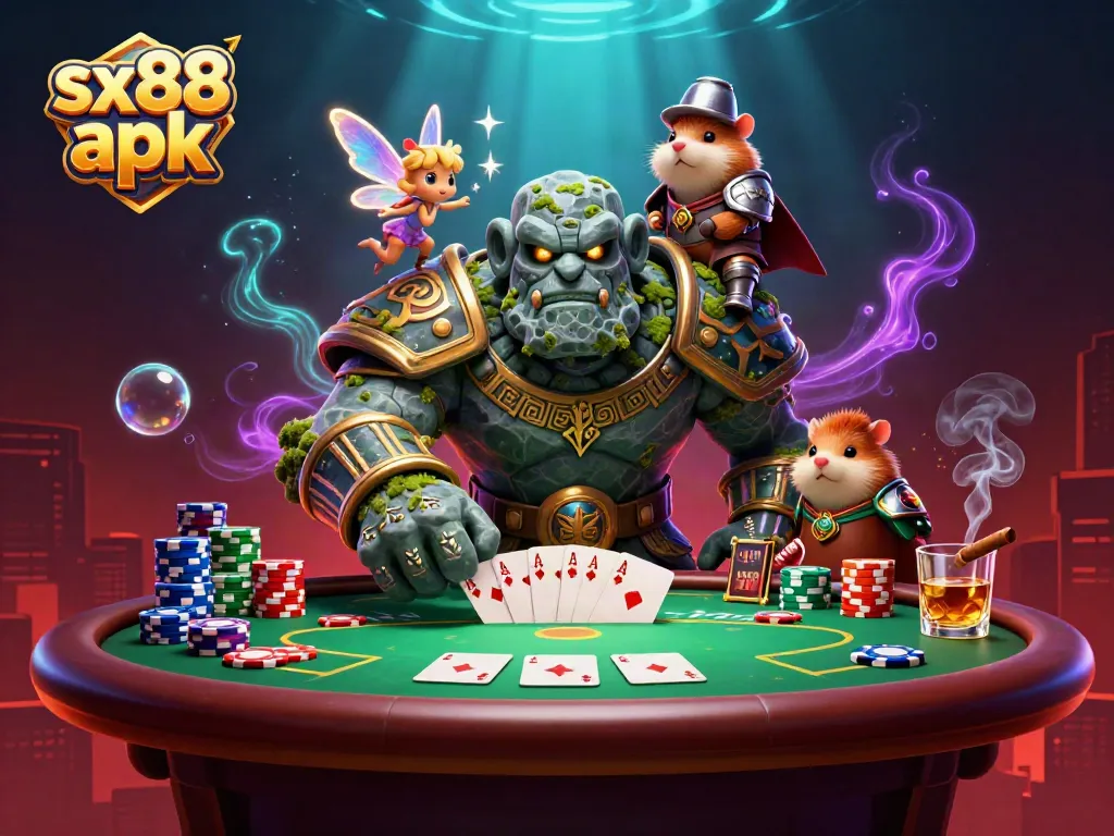 Experience thrilling gaming with sx88 apk in an enchanting 3D casino illustration.
