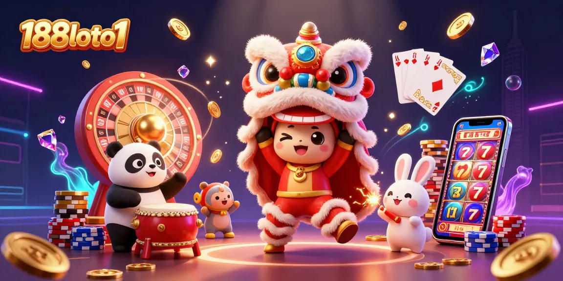 Engage with the vibrant 188loto1 casino experience featuring lively characters and dynamic gaming elements.
