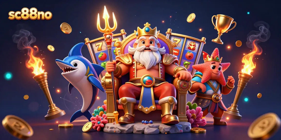 Experience thrilling gameplay with sc88no featuring Neptune and his legendary treasures in a vibrant casino scene.