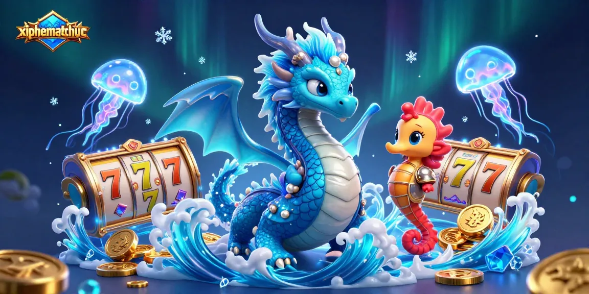 Playing xiphematchuoc features stunning visuals with a dragon and seahorse knight amidst lively slot elements.