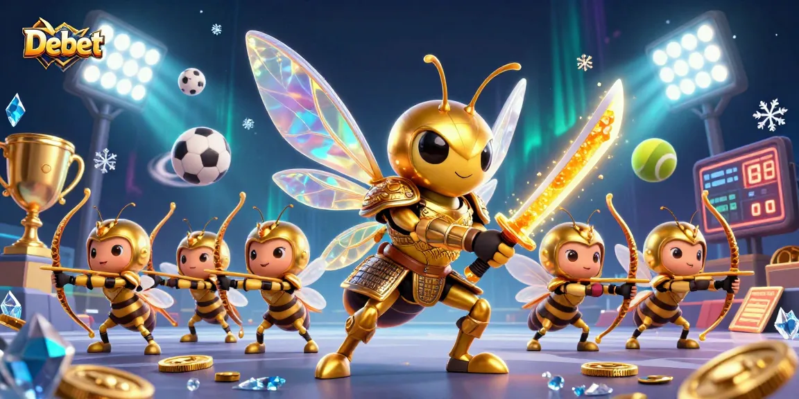 Debet showcases a dynamic sports betting scene with vibrant characters and energetic elements.