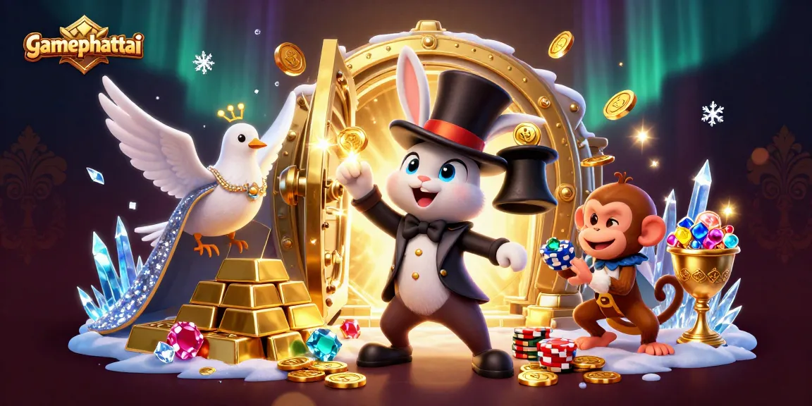 Spin to win with gamephattai: Join the 3D casino adventure filled with gold coins and poker chips.