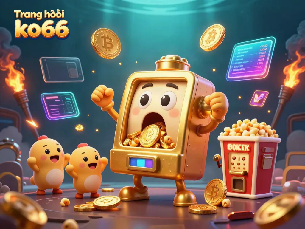 Experience the winning excitement at Trang chủ ko66 with a vibrant 3D illustration of jackpot celebration.