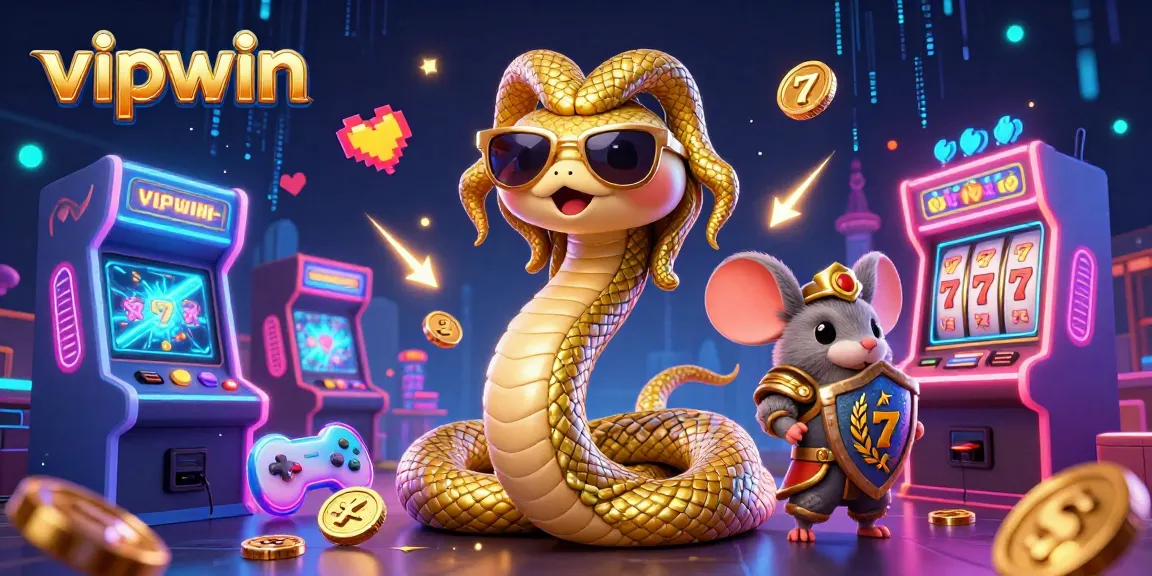 Play exciting slots at vipwin featuring a friendly Medusa amid vibrant gaming elements.