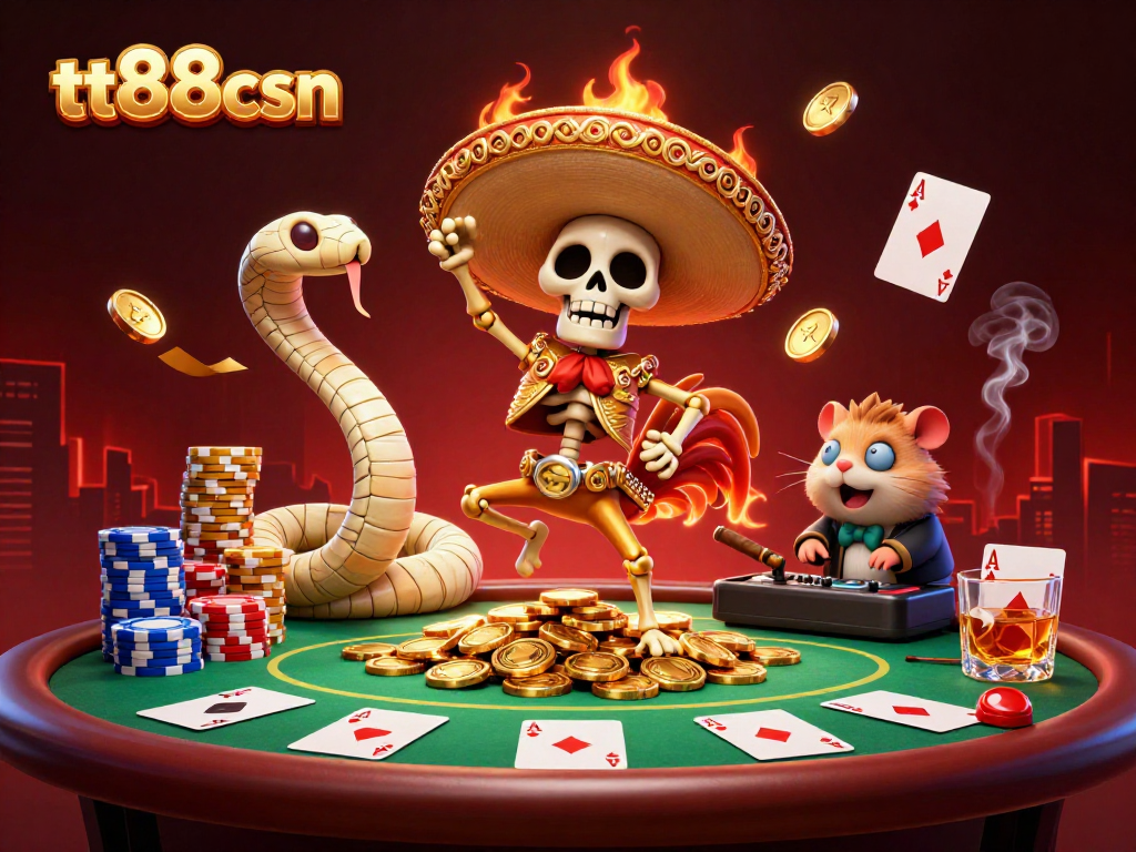 Experience thrilling gaming with tt88csn as the mariachi rooster dances atop golden coins.