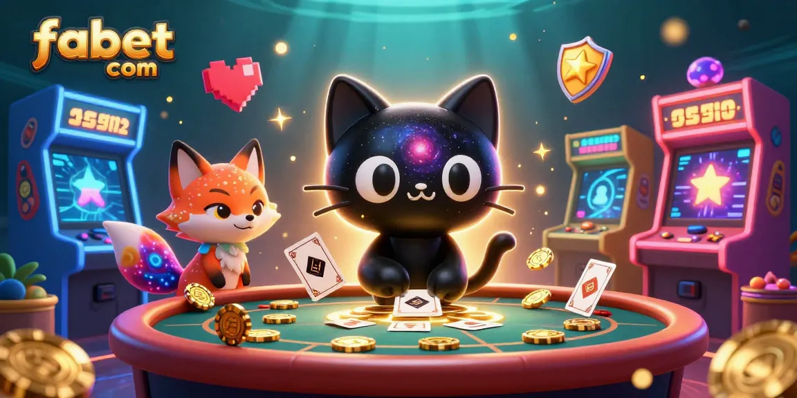 Experience fabet com with a black hole cat and nebula fox at a cosmic casino table.
