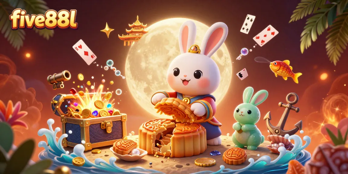 Experience the excitement at five88l with an illustrated 3D moon rabbit winning casino treasures.