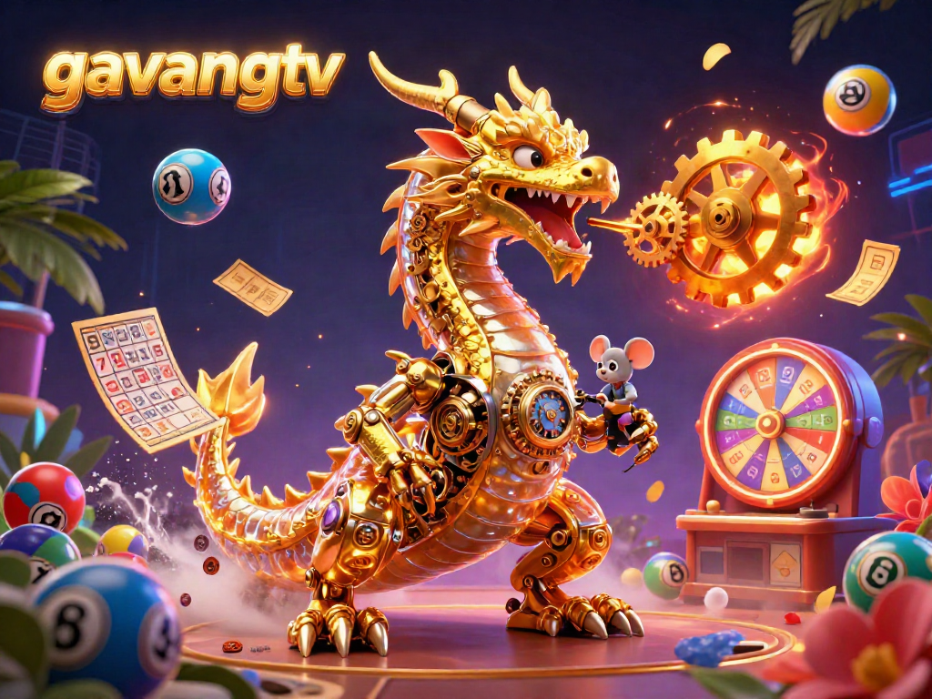 Experience luck with gavangtv in this vibrant 3D casino scene filled with lottery excitement.