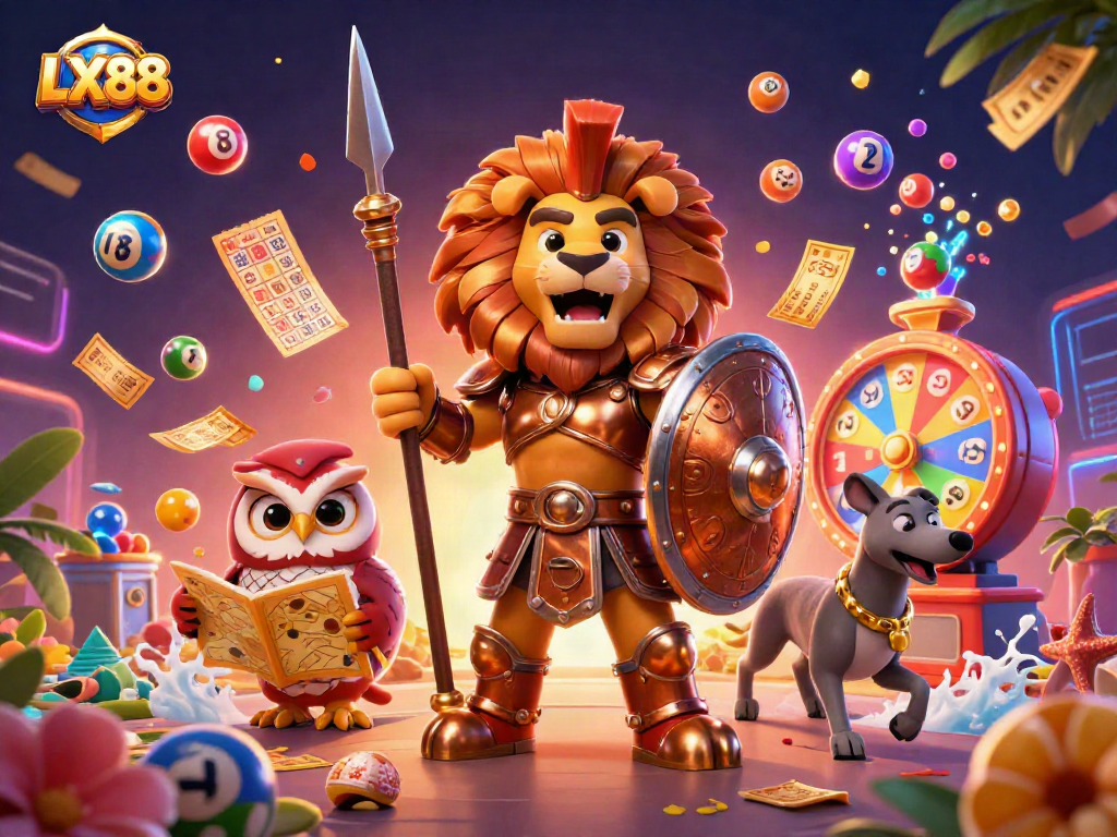 Engage in thrilling lottery action with LX88 as colorful elements create an exciting gaming scene.