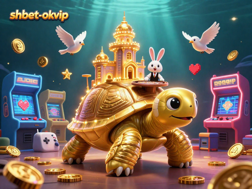 Play games and win prizes at shbet-okvip with this vibrant 3D casino illustration.