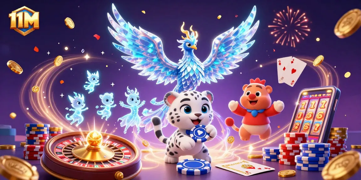 Experience the thrill of 11M casino gaming with dynamic characters and vibrant casino action.