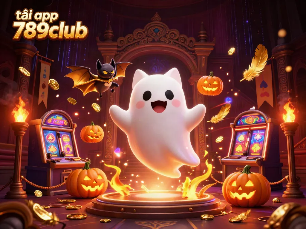 Experience fun and excitement with tải app 789club in a vibrant haunted casino setting featuring energetic characters.