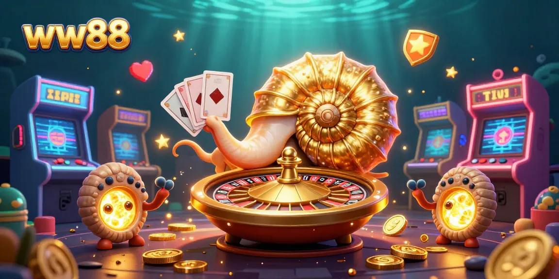 Play exciting games at ww88 featuring vibrant casino elements and a magical scene.