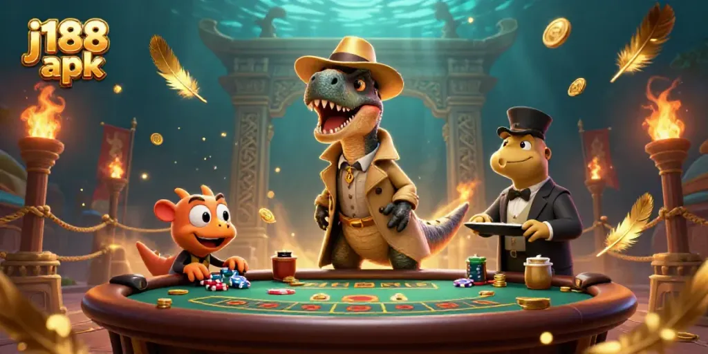 Experience thrilling blackjack play with the j188 apk featuring a velociraptor card counter and dynamic casino action.