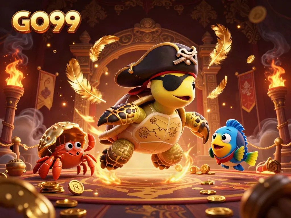 Engage in exciting gameplay with GO99, featuring dynamic cartoon elements in a rich casino atmosphere.