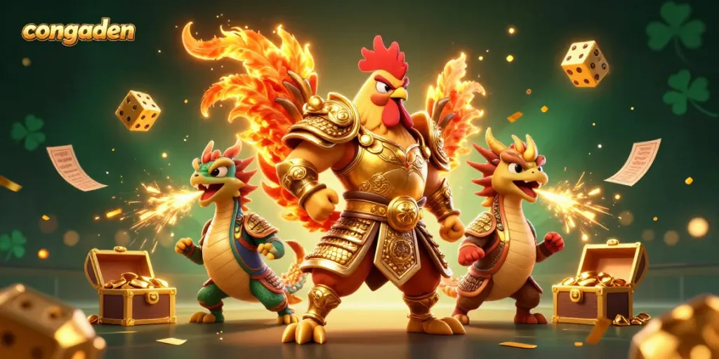 Watch live cockfighting matches on Congaden with engaging 3D characters in action.