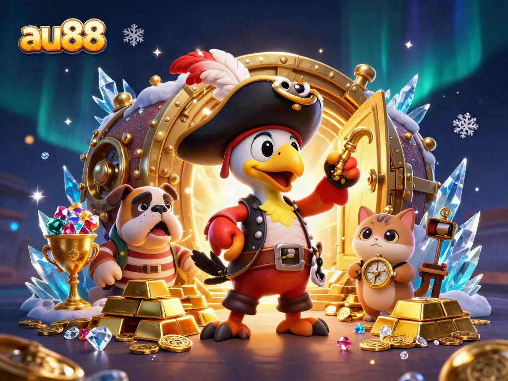 Engage with exhilarating gambling action through au88's vibrant casino scenes packed with treasures and characters.