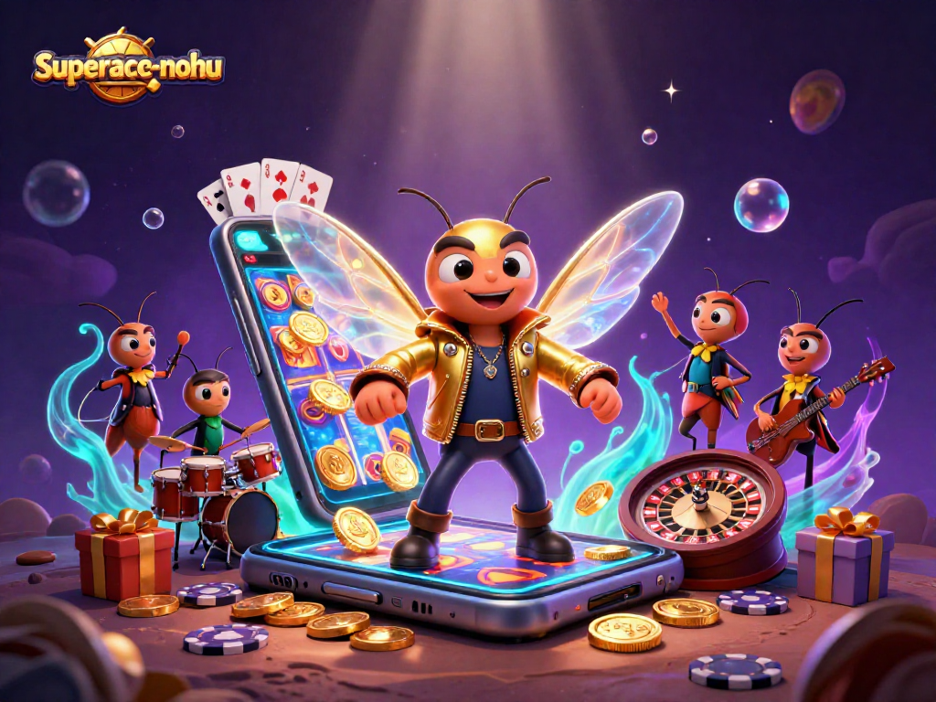 Engage with superace-nohu as cicada rock star performs amidst dynamic casino elements.