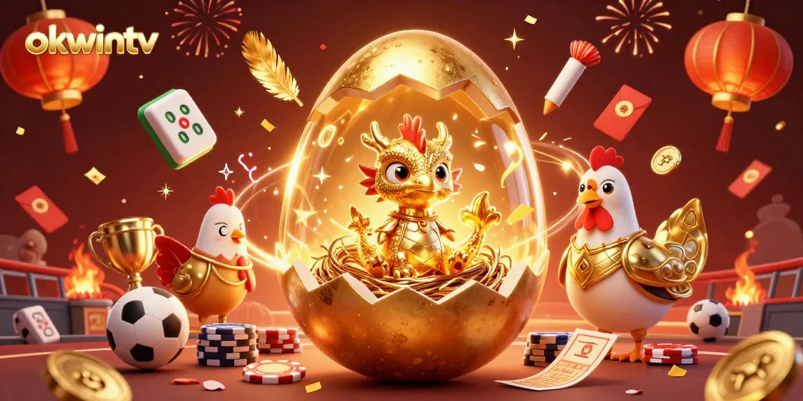 Bet on exciting sports with okwintv, featuring a golden dragon on poker chips amidst dynamic game elements.