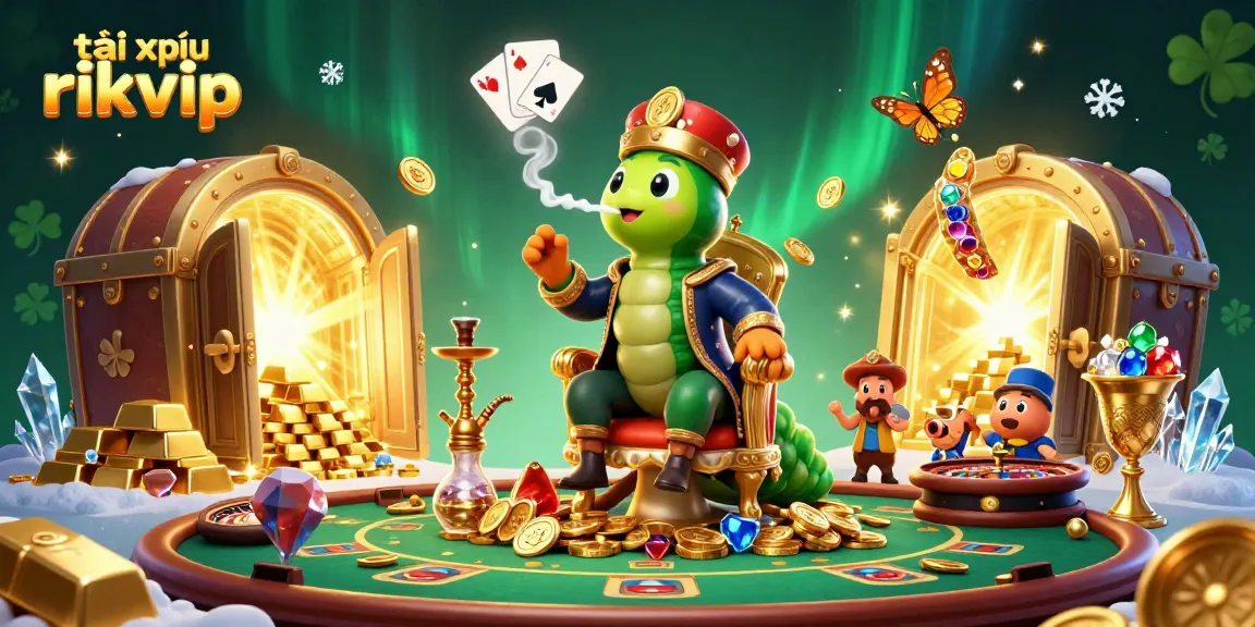 Experience tài xỉu rikvip excitement with a vibrant 3D casino scene filled with dynamic game elements.