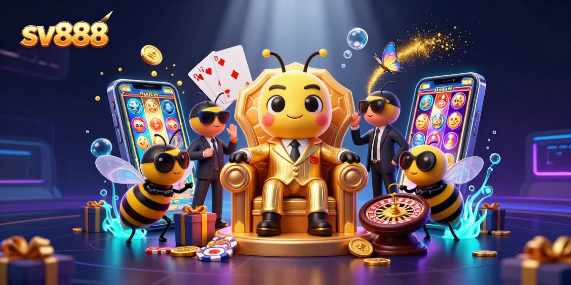 Spin the reels with sv888 in this vibrant casino scene featuring a bumblebee mob boss.