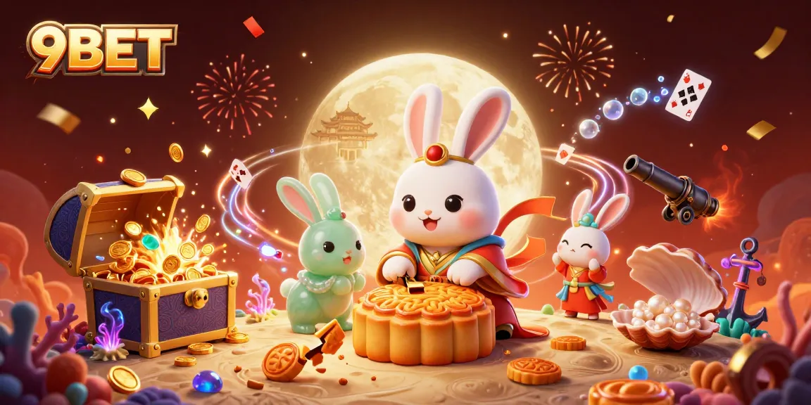 Experience thrilling gameplay at 9BET with vibrant moon rabbit characters and captivating casino elements.