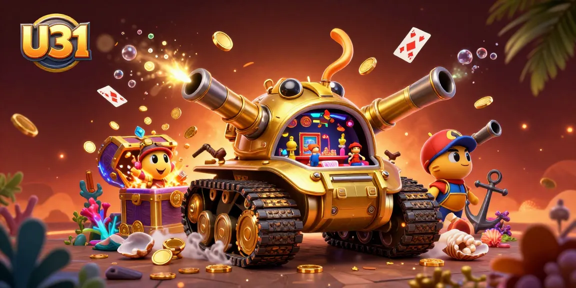 Experience thrilling gameplay at U31 with a vibrant 3D casino scene filled with treasures and excitement.