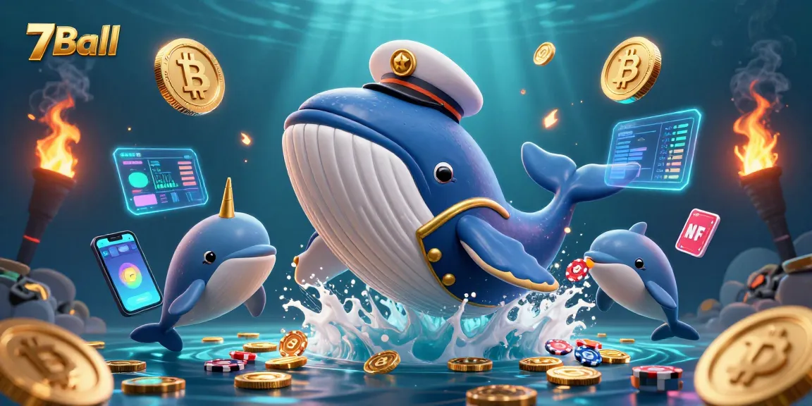 Engage with 7Ball while observing a whale and dolphins in a vibrant underwater casino world.