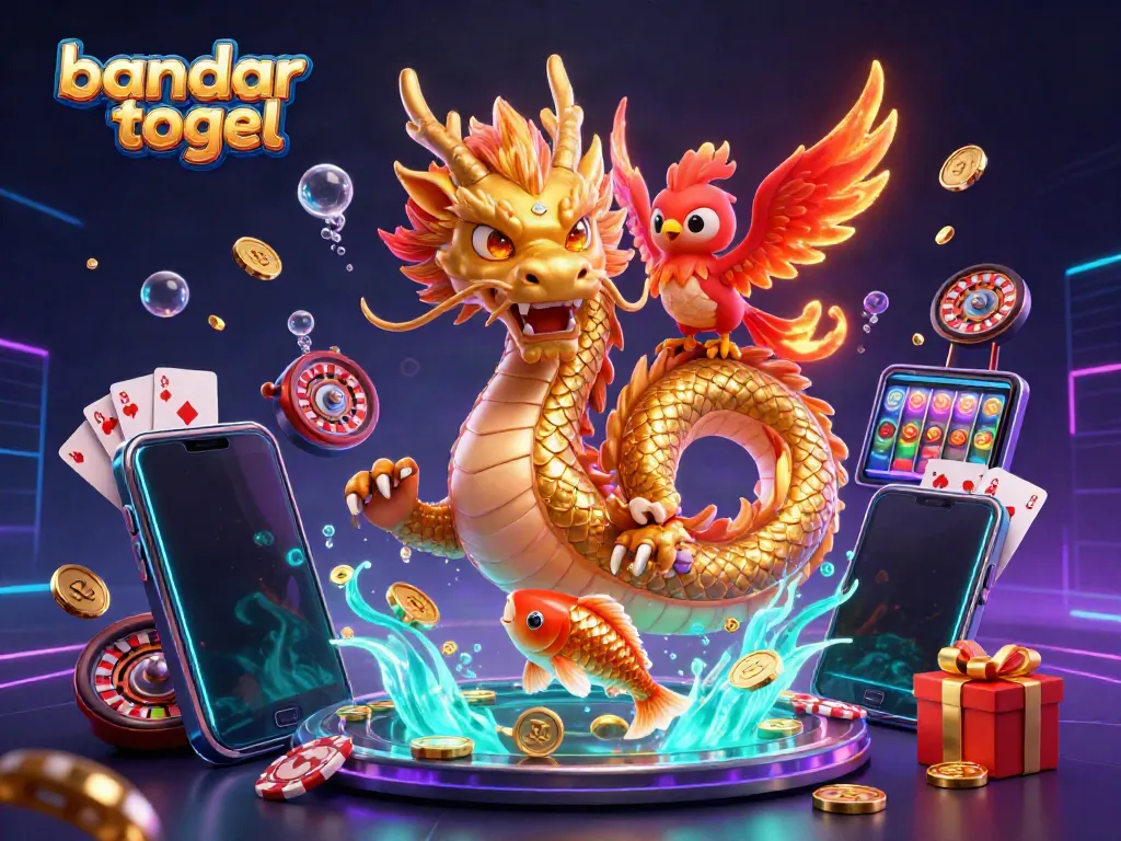 Engage in bandar togel excitement with captivating 3D dragon and phoenix visuals.