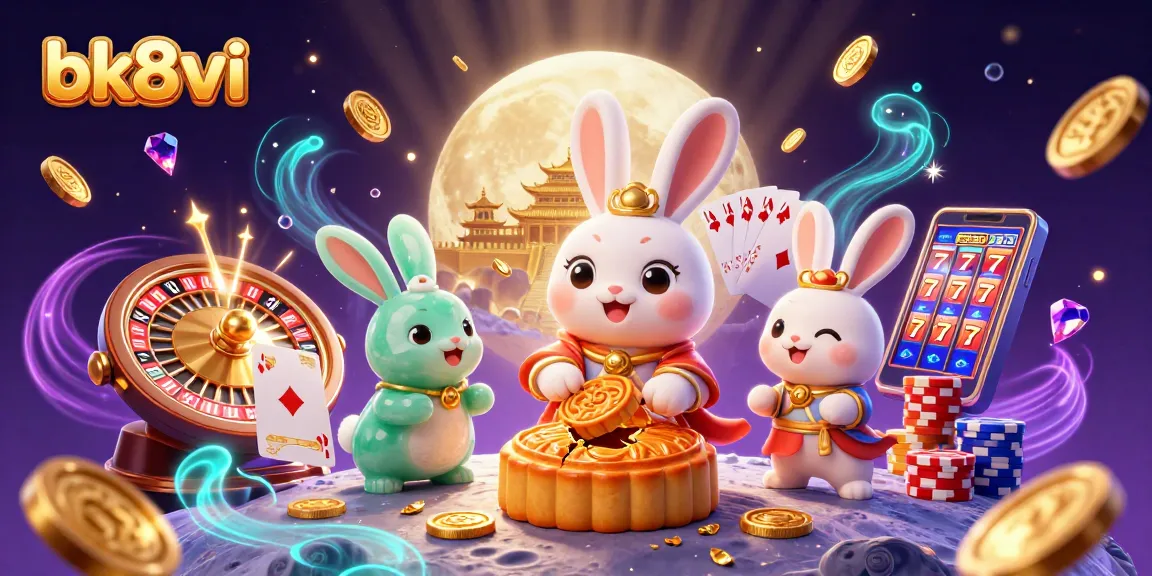 Experience the excitement of bk8vi with vibrant slot machine winnings on a lunar scene.