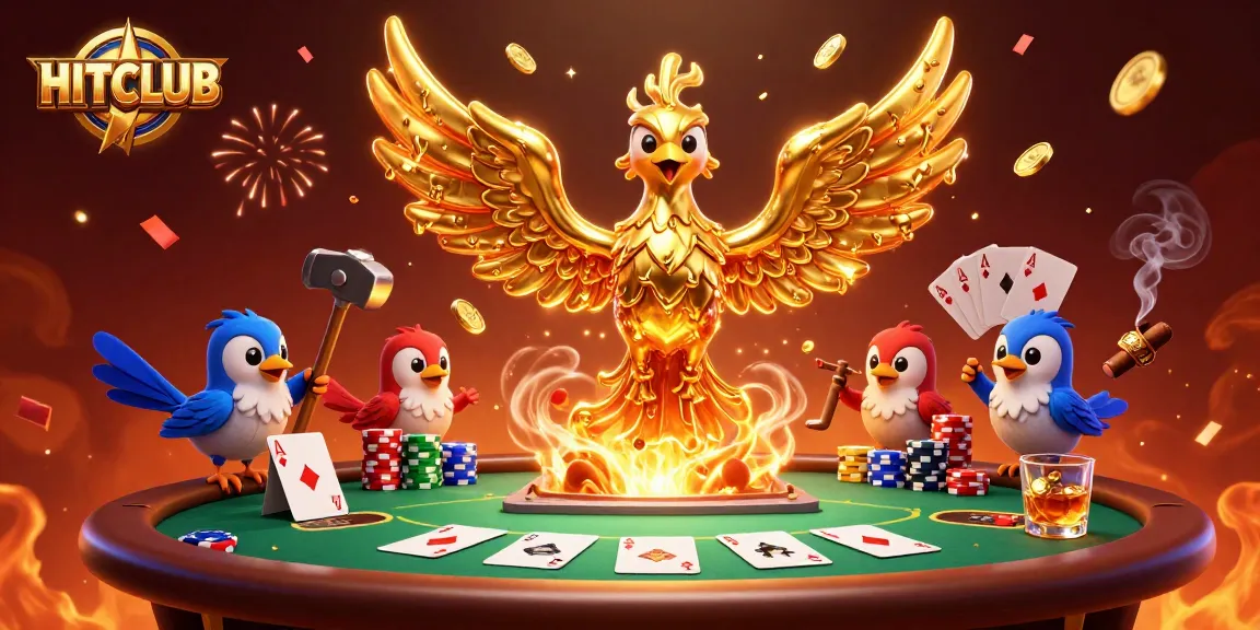 Experience the thrill of HITCLUB with a vibrant 3D illustration showcasing poker excitement.