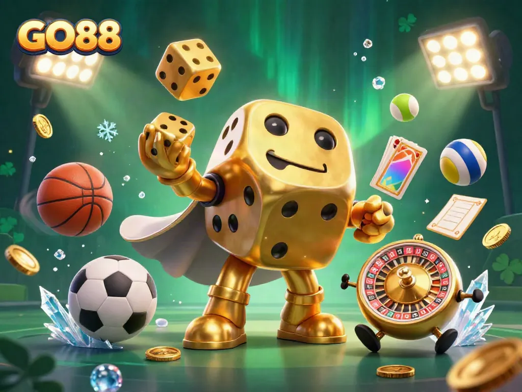 Experience the excitement of GO88 casino with dynamic characters and gaming elements in a vibrant scene.