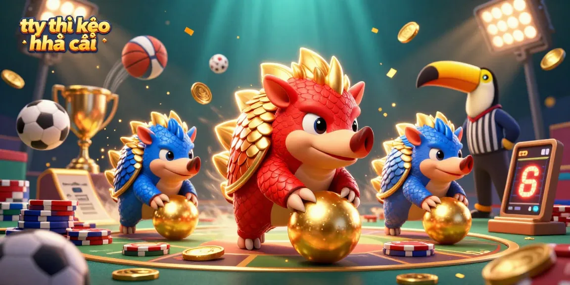 Engaging scene portraying the rivalry in tỷ lệ kèo nhà cái with colorful pangolin characters amidst betting excitement.