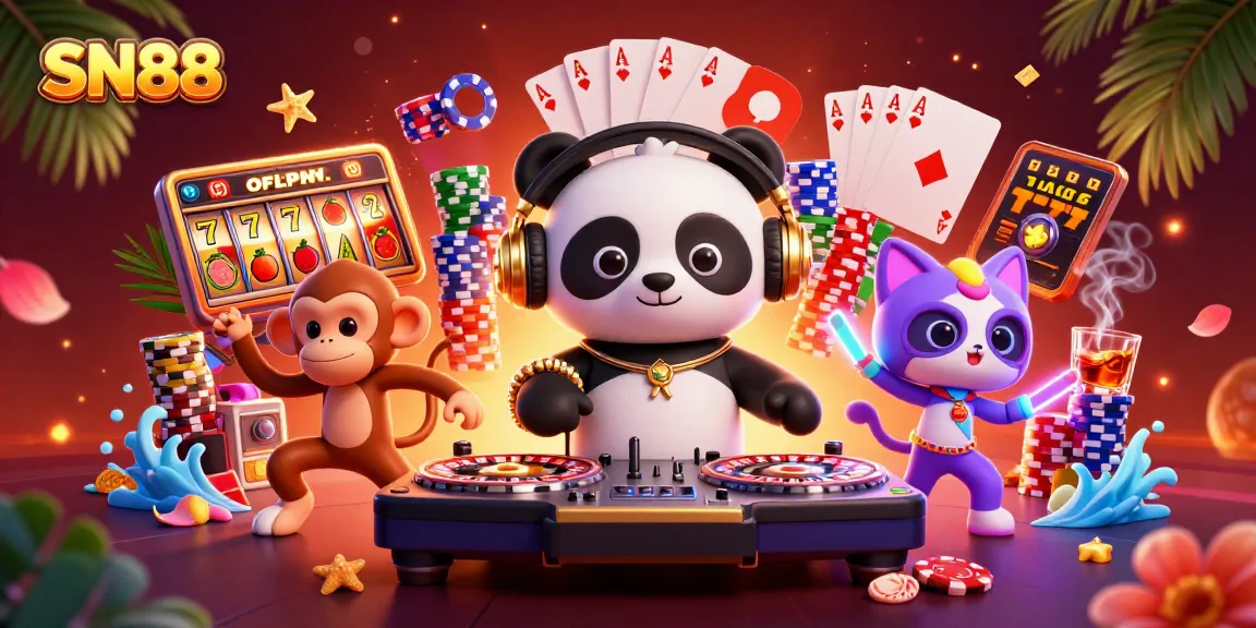 Experience the excitement of SN88 with dynamic 3D characters and casino gaming elements.