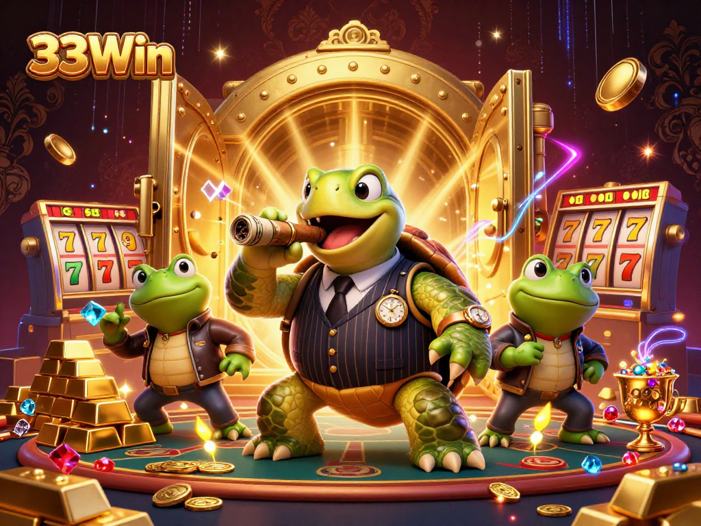 Experience the thrill of 33Win as a snapping turtle mobster leads the casino excitement!