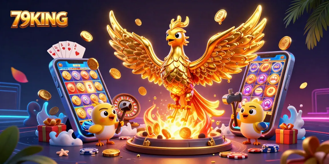 Engage with the thrilling world of 79KING where golden phoenixes and slot gaming collide in vibrant detail.