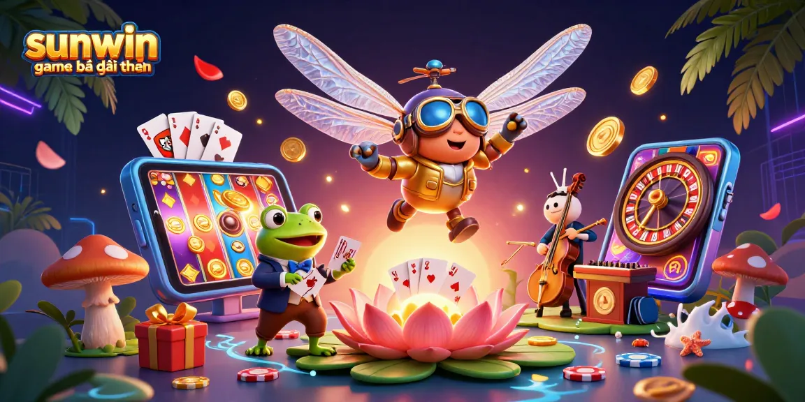 Engage with sunwin game bài đổi thưởng in a vibrant, dynamic casino scene featuring animated characters and gaming elements.