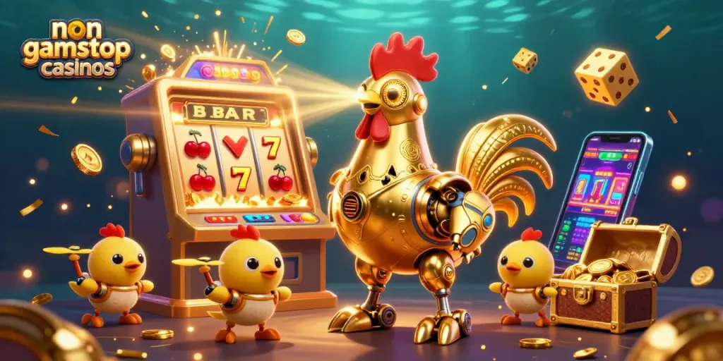 Play thrilling games at non gamstop casinos with fun characters and vibrant casino elements.