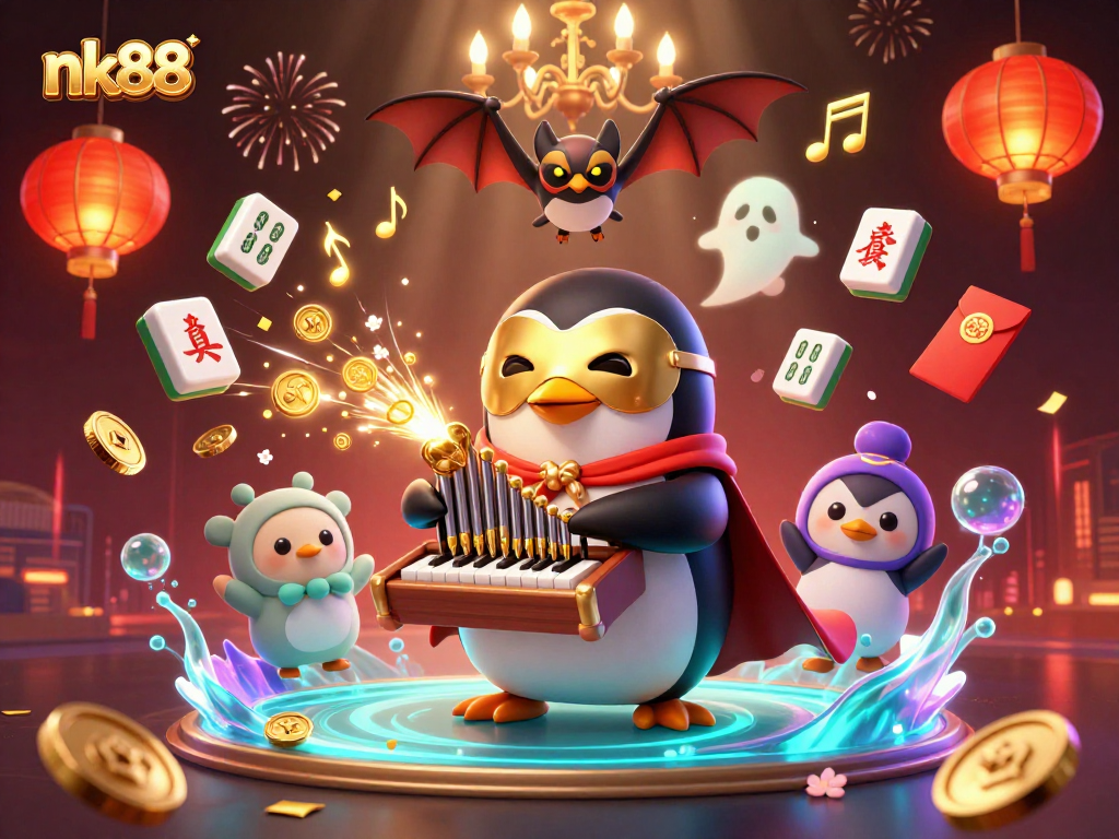 Experience the thrill of nk88 with dynamic characters and gold coins in a vibrant casino scene.