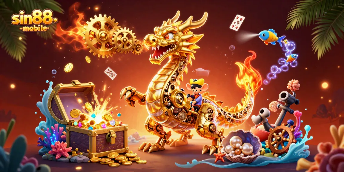 Experience the thrill of sin88-mobile with a vibrant 3D casino scene featuring epic game elements.