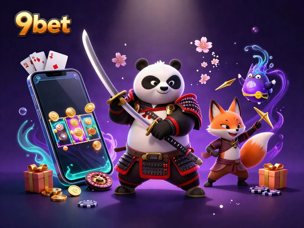 Experience thrilling adventures in 9bet with animated panda and fox characters representing casino games.